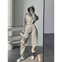 Ensemble survêtement personnalisé pour femme, sweat-shirt à capuche oversize et pantalon de jogging, ensemble de survêtement uni, pantalon de jogging et survêtement à épaules tombantes