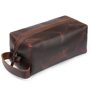OEM Custom Large Vintage Style Leather Makeup for <b>Toiletry</b> Wash <b>Bag</b> Zipper Closure Cosmetic Clutch Pouch <b>Bag</b> for <b>Ladies</b>-LYG-0078 - Product Image 2