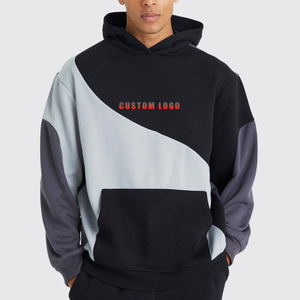 เสื้อสเวตเตอร์ไหล่ตกเสื้อมีฮู้ดแบบสวมหัวบล็อกสี100% ผ้าฝ้ายพิมพ์โลโก้ที่กำหนดเอง - Product Image 1