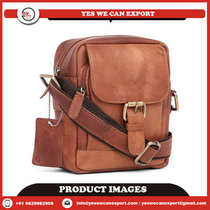 Sac Messager à Double Poche en Cuir Véritable Vintage Bohème Unisexe Logo Personnalisable à la Mode pour Quotidien - Product Image 5