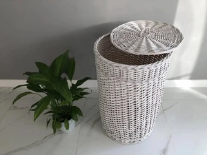 Panier de rangement en rotin naturel écologique fait main, avec couvercle tressé robuste, design moderne multifonctionnel, marque Artex Green Earth - Product Image 3