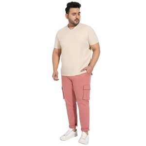 Vente en gros, logo personnalisé, OEM, pantalon cargo avec ceinture de couleur rose pour hommes, pantalon cargo relax de coupe - Product Image 5