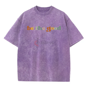 Vente en gros 100% coton T-shirts unisexes Mode Streetwear Pull Décontracté Lavé Usé Technique de Lavage à l'acide 220 Grammes Surdimensionné - Product Image 3