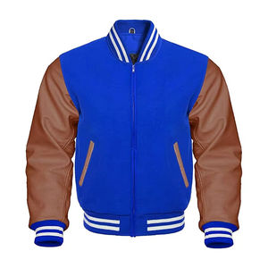 Chaqueta universitaria de invierno para hombre, chaqueta cortavientos de cuero PU con letras, chaqueta bomber de baloncesto de béisbol universitario, ODM personalizado al por mayor - Product Image 1