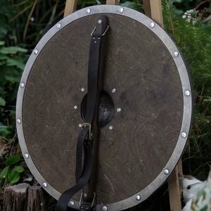 โล่ไวกิ้ง JEXMOO ทำมือ ขนาด 24 นิ้ว ทำจากไม้และเหล็กกล้าคาร์บอนสูง ดีไซน์แบบมีฐานตรงกลาง พร้อมรองรับการปรับแต่งและใช้งานร่วมกันได้ - Product Image 4
