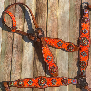 New Designer High-quality Premium Horse Show Saddle Tack Western Leather Headstall Breast Collar at Best Price - Product Image 1