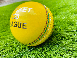 SUMROOS Leather Cricket <b>Ball</b> Indoor Yellow Color Hard And Seasoned Hand Stitched & Leather Cricket <b>Ball</b> Indoor Yellow Color - Product Image 5