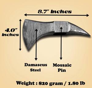 Cabeza de Hacha de Acero de Damasco Estilo Nórdico Personalizable, Hacha Vikinga con Mango de Madera, Forjada a Mano de Grado Industrial, OEM - Product Image 3