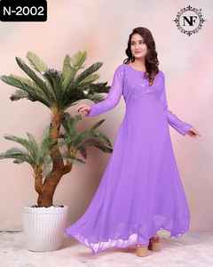 Vêtements traditionnels indiens Faux Georgette lourde avec miroir brodé fonctionne avec intérieur en micro coton et grande taille disponible Kurtis - Product Image 3