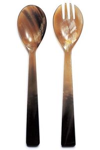 Serveur de salade en corne le plus populaire en 2024 Accessoires d'ustensiles de cuisine Design unique Vaisselle Outils de salade de service en corne polie - Product Image 4