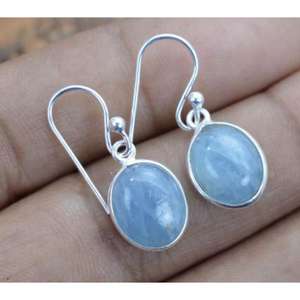 Pendientes de ágata de encaje azul de gran venta, pendientes personalizados de piedras preciosas de Plata de Ley 925, joyería para mujeres y niñas, joyería al por mayor - Product Image 1