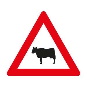 Panneau de signalisation routière réfléchissant en acier T-14A, animaux domestiques autorisés, panneau de précaution/avertissement pour utilisation sur route - Product Image 1