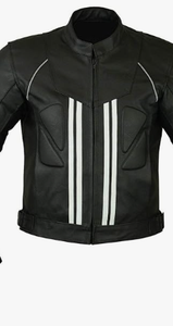 Vente en gros de veste de course de motard en cuir de moto personnalisée de haute qualité en cuir de vache avec panneaux samtex à quatre voies - Product Image 2