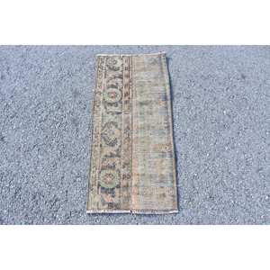 Tapis Vintage en Laine Turque de 1.5X3 pieds, Tissage Plat Patchwork Beige et Marron, pour Décorations de Salon, Support en Latex - Product Image 1