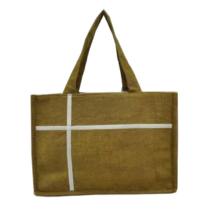 Premium quality jute shopping bag with all <b>over</b> printing weaving padded handle with zipper & puller manufactured in West Bengal - Product Image 4