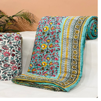 Ensemble de couette sur mesure, écologique, de qualité supérieure, 100% coton, différents motifs, différentes tailles, tissu de base bleu, imprimé multicolore