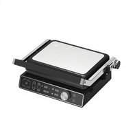 Parrilla de Contacto Digital Eléctrica para 4 Rebanadas, Sandwichera con Pantalla LED, Placas Antiadherentes, Prensa para Panini