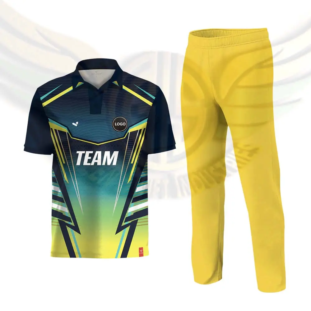 Cricket Jersey and trousers Custom Logo unique Design Cricket Uniform efficiently produced only BY GREEN SWIFT INDUSTRIES