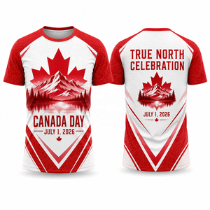 Camiseta personalizada del Día de Canadá, camiseta para la celebración nacional del 1 de julio, con temática de la bandera canadiense, sublimación completa, camiseta para eventos festivos. - Product Image 3