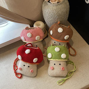 Bolso de hombro de algodón tejido a crochet con diseño de hongo para mujer, nuevo, personalizado, hecho a mano, portátil, estilo occidental, transfronterizo - Product Image 4
