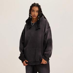 Sweats à capuche unisexes vente en gros sans cordon de serrage impression personnalisée broderie logo coton épaule tombante pull à capuche poids lourd - Product Image 2