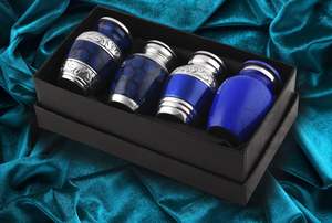<b>Small</b> Keepsake <b>Urns</b> | <b>for</b> <b>Human</b> <b>Ashes</b> or Pet <b>Ashes</b> | Heavenly Peace Dark Blue Mini <b>Urn</b> Set of 4 | 3" Tall <b>Urns</b> & 4 Individual - Product Image 2