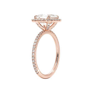 Bague en Moissanite 2 carats taille Asscher avec halo caché en or rose - Product Image 2