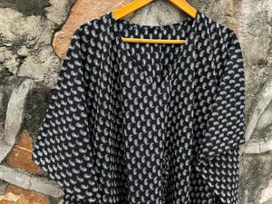 Caftan décontracté pour femmes ethniques indiennes robe de nuit imprimée à boutons courts avec haut long et couverture de plage Style Runaway - Product Image 4