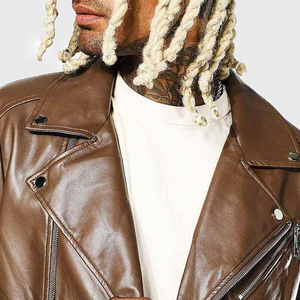 Veste de course en cuir pour hommes de haute qualité Logo personnalisé Poids lourds Confortable Veste en cuir pour hommes - Product Image 4