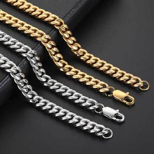 Kalung Rantai Cuban Link Baja Tahan Karat 316L OEM Pabrik, Lapis Emas 18K, Tahan Air, Anti Kusam untuk Pria Wanita, RTS Logo Kustom - Product Image 3