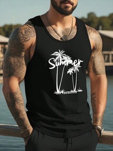 Formal Men's Tank Top with Embroidery 100% Cotton Summer Outdoor Sports Sleeveless Top - Product Image 2