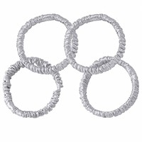 Lot de 4 chouchous en soie 100 % soie de mûrier, petits et fins, luxueux, élastiques, pour femmes aux cheveux fins, épais ou bouclés