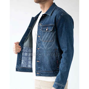 Fabrication en usine nouveauté à manches longues hommes jean veste support avant écologique respirant 100% coton personnalisé - Product Image 5