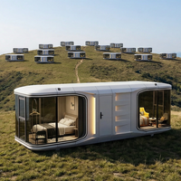 Cabine capsule en aluminium à double étage de luxe, maison modulaire à énergie solaire pour le glamping en montagne