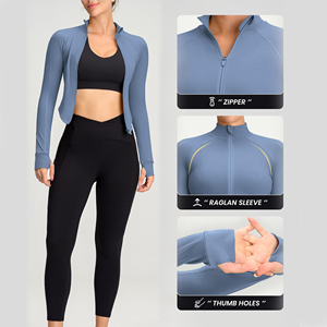 Chaqueta Deportiva Corta para Mujer al por Mayor, Chaqueta de Gimnasio con Cierre Completo y Cuello Alto, Suave, Cómoda y Ajustada - Product Image 5