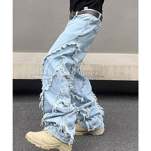 Pantalon en jean à jambes larges pour hommes, sur mesure de style unique, personnalisé avec votre propre logo, pantalon en jean à jambes larges pour hommes - Product Image 2