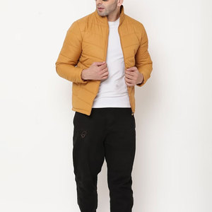 Blouson matelassé jaune moutarde pour homme, à capuche, fermeture éclair, coupe ajustée, décontracté, pour l'hiver, réversible, chauffant et respirant - Product Image 5