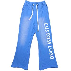 Custom Men's <b>Joggers</b> Flare Straight High Quality 100% Cotton French Terry Pants <b>Stacked</b> Pattern Sport Style Sweatpants - Product Image 1