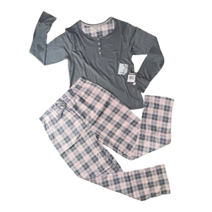 100% coton femmes 2025 été nouveau deux pièces ensemble Y/D long pyjama et manches longues t-shirt pantalons longs taille élastique pyjamas pour femmes - Product Image 6