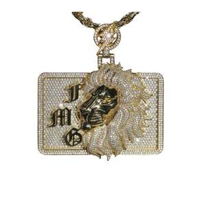 Colgante de Lujo con Rostro de Jesús Dorado, con Marco Cuadrado de Moissanita Totalmente Incrustada, en Plata de Ley, Joyería Hip Hop, Amuleto de Alta Gama - Product Image 6