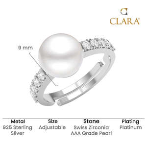 Anillos de Plata de Ley 925 de Primera Calidad para Mujer, Chapados en Rodio con Circonita y Perla para Bodas - Product Image 5