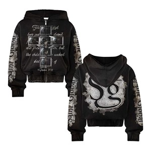 Sweat à capuche brodé sur mesure 100% coton polaire pour hommes en détresse délavé à l'acide avec patch en strass vêtements d'hiver - Product Image 1