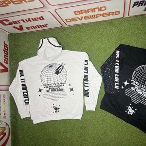 เสื้อฮู้ดดี้พิมพ์ลายพัฟฟ์ ผ้าซาตินประดับเพชร แต่งลายปักแบบดิสเทรส สไตล์สตรีทแวร์ ผ้าเฟรนช์เทอร์รี่เนื้อหนา สำหรับฤดูหนาว - Product Image 1