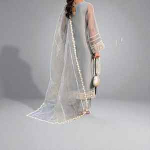 Fancy Suit Ready To Wear <b>Two</b> <b>Piece</b> Set Featuring Elegant Embroidered Top & Pants Great For Ceremonies Office & Everyday Wear - Product Image 2