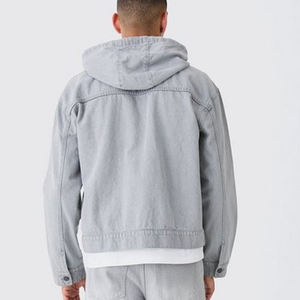 Sudaderas con Capucha Extra Grandes para Hombre de la Mejor Calidad, Estilo Vintage, Lavado Ácido, Estilo Hip Hop, de Mezclilla - Product Image 1