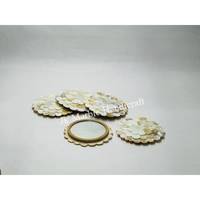 Grosir Mini bundar ibu dari cermin mutiara untuk wanita kualitas tinggi kaca buatan tangan dengan bingkai kayu produk dekorasi harga terbaik
