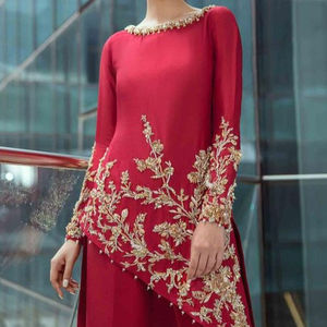 2023 indien/pakistanais lourd Dabka or broderie travail Kurta pantalon taille naturelle dentelle fête-porter pour les mariages fêtes - Product Image 1