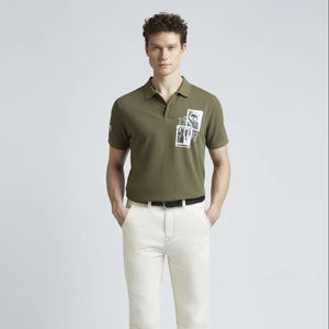 Polo en soie de haute qualité pour hommes, vêtements d'été à rayures et boutons de golf, t-shirt streetwear à manches courtes inspiré de la Corée - Product Image 1
