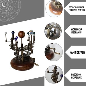 Orrery para estantes de libros de 11 "hechos de latón y acero, un modelo funcional del Sistema Solar con planetas DE LA India - Product Image 4