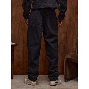 Jean en denim noir rétro pour homme grande taille, coupe droite ample et moderne, tendance, respirant et écologique, tailles 28-42 - Product Image 5
